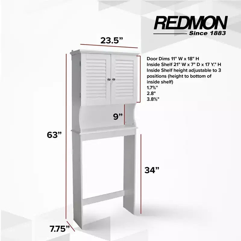 Armoire de rangement WC avec étagère réglable et portes à persiennes, Blanc