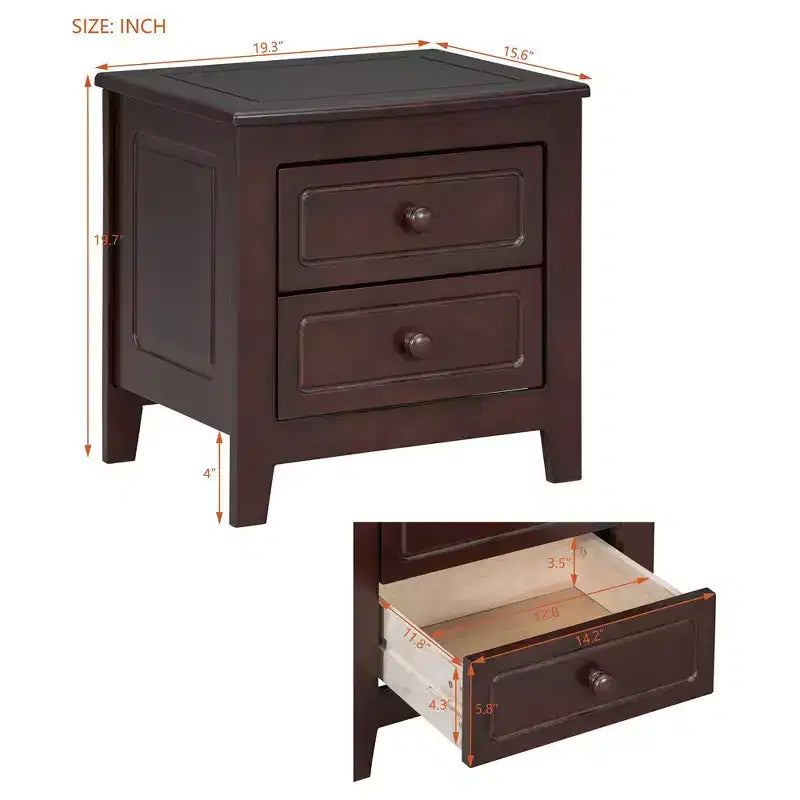 Tables de chevet avec 2 tiroirs de rangement, montage facile, table d'appoint de style rétro Mid-Century pour chambre à coucher, salon