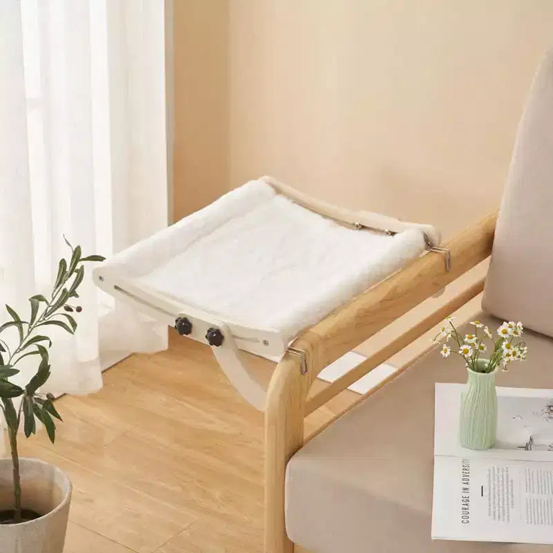 Perchoir de fenêtre pour chat, hamac de fenêtre pour chat - Capacité de charge de 18 kg, fente de serrage coulissante en une étape, lit réglable pour animaux de compagnie pour rebord de fenêtre et table de chevet