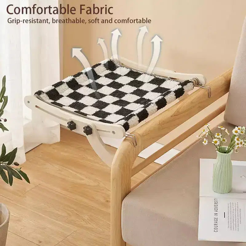 Perchoir de fenêtre pour chat, hamac de fenêtre pour chat - Capacité de charge de 18 kg, fente de serrage coulissante en une étape, lit réglable pour animaux de compagnie pour rebord de fenêtre et table de chevet