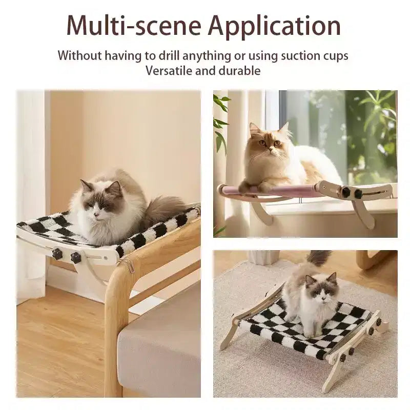 Perchoir de fenêtre pour chat, hamac de fenêtre pour chat - Capacité de charge de 18 kg, fente de serrage coulissante en une étape, lit réglable pour animaux de compagnie pour rebord de fenêtre et table de chevet