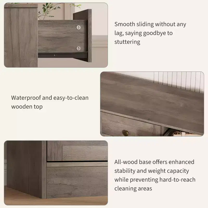 Commode à 12 tiroirs, commode en bois de 61 po de large, commode meuble TV pour téléviseur de 65 po, organisateur de rangement de vêtements moderne pour salon, couloir