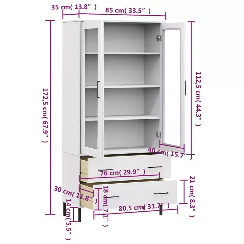 Étagère/bibliothèque en bois massif (avec pieds en métal ; sert également de meuble de rangement)
