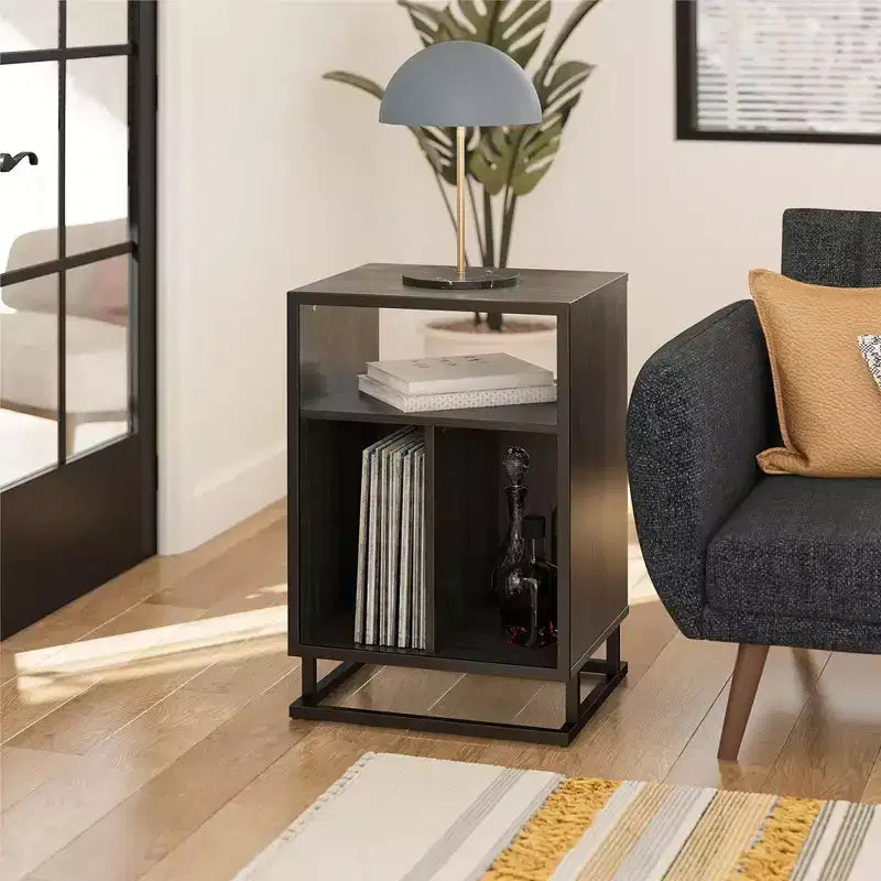 Table d'appoint moderne en bois (avec 3 étagères ouvertes)