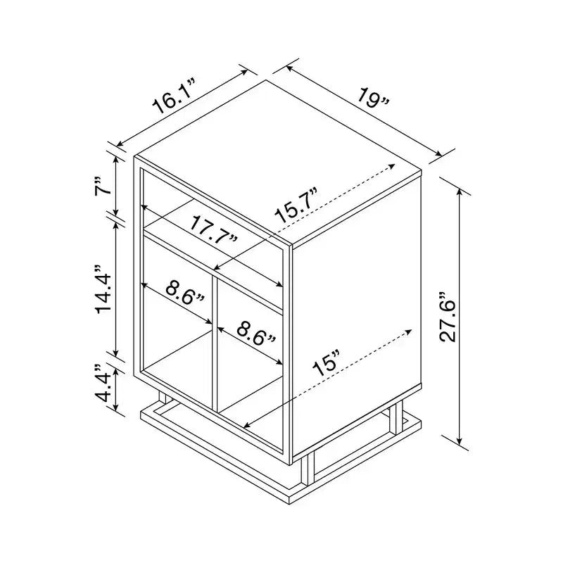 Table d'appoint moderne en bois (avec 3 étagères ouvertes)