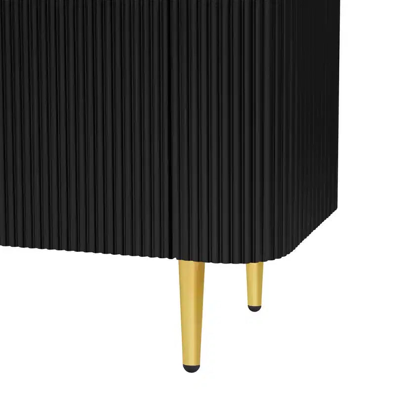 Meuble TV avec portes et texture nervurée pour téléviseurs de 85 pouces – Meuble de rangement avec pieds en métal