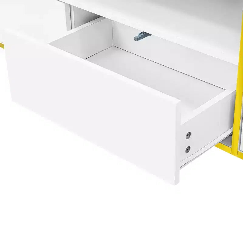 Meuble TV de 80 pouces avec lumières LED – Console TV en bois avec rangement
