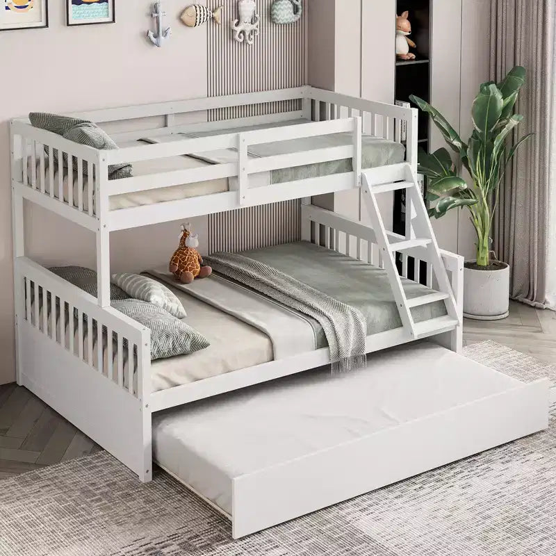 Lit superposé double sur grand format avec lit gigogne double convertible en plateforme