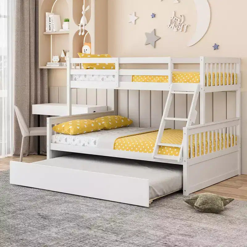 Lit superposé double sur grand format avec lit gigogne double convertible en plateforme