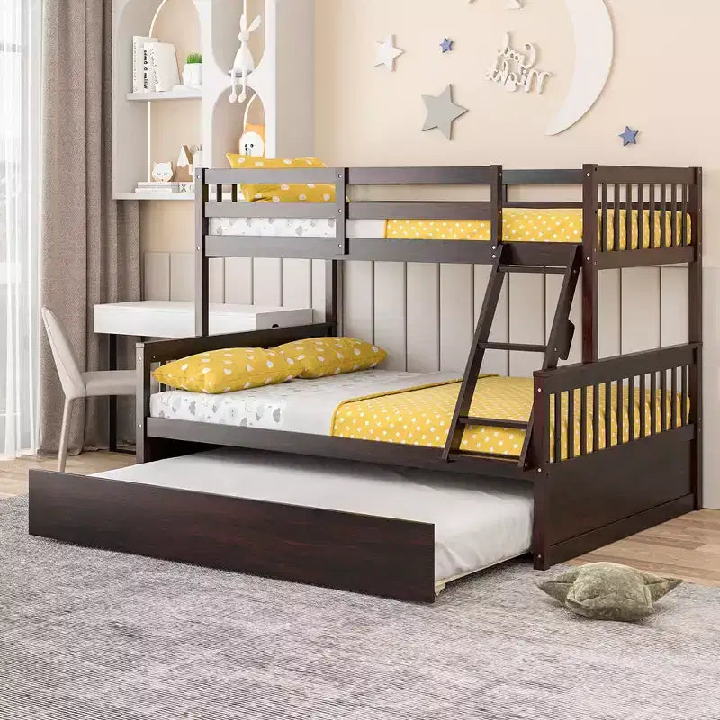 Lit superposé double sur grand format avec lit gigogne double convertible en plateforme
