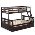 Costway Twin Over Full Bunk Bed with Twin Trundle Convertible Platform Bed