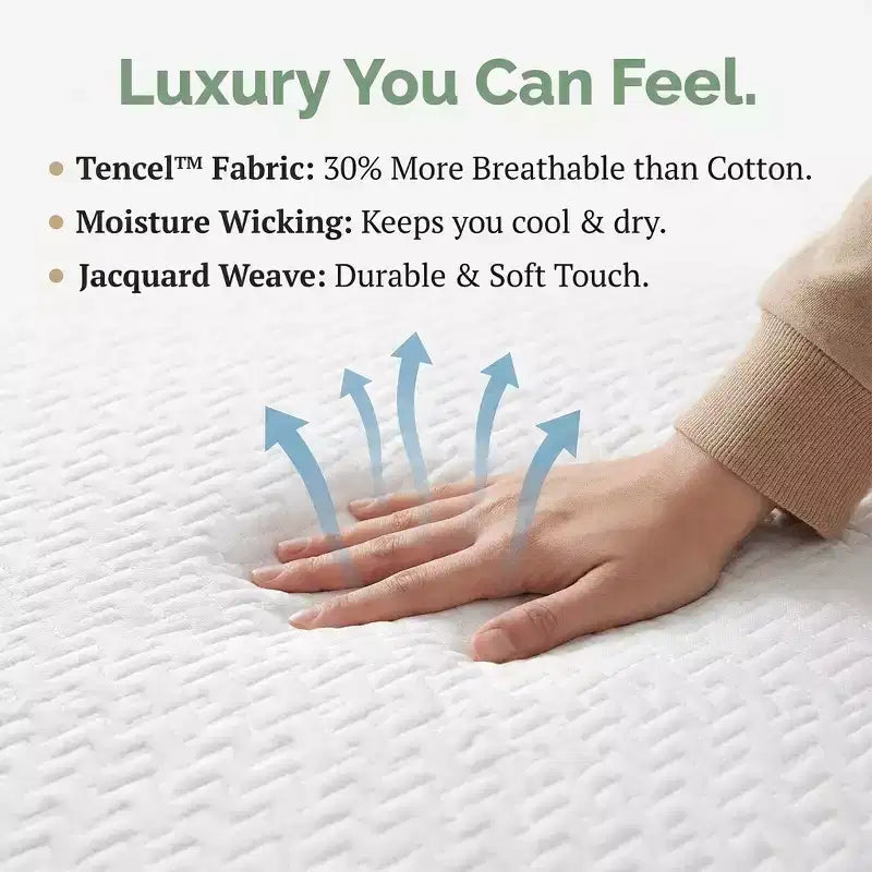 Matelas en mousse à mémoire de forme de 8 à 10 pouces (avec housse en Tencel et couche de gel rafraîchissant au thé vert)