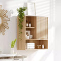 Modern Bathroom Wall Cabinet, Wall Mounted Medicine Cabinet with Sliding Door & Adjustable Shelves, Space Saver Floating Storage Cabinet for Bathroom