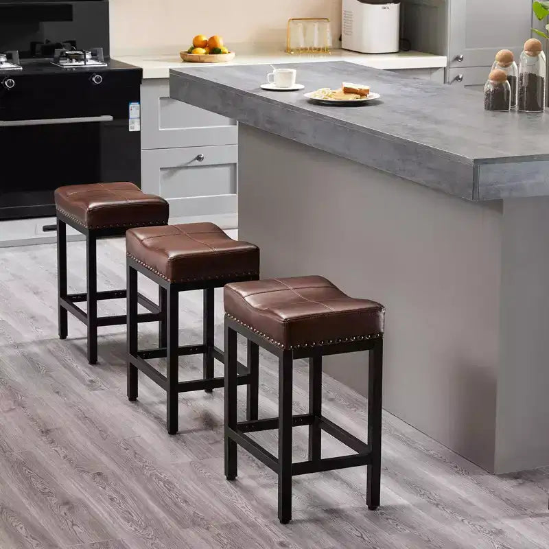 Tabouret de bar haut de gamme en cuir PU (avec repose-pieds) – idéal pour les cuisines, les bars à domicile et les salons