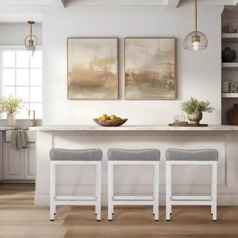 Tabouret de bar haut de gamme en cuir PU (avec repose-pieds) – idéal pour les cuisines, les bars à domicile et les salons