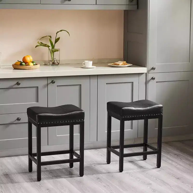 Tabouret de bar haut de gamme en cuir PU (avec repose-pieds) – idéal pour les cuisines, les bars à domicile et les salons