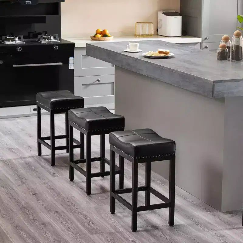 Tabouret de bar haut de gamme en cuir PU (avec repose-pieds) – idéal pour les cuisines, les bars à domicile et les salons