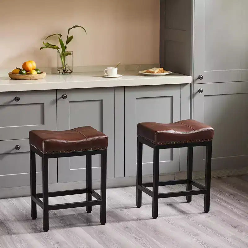 Tabouret de bar haut de gamme en cuir PU (avec repose-pieds) – idéal pour les cuisines, les bars à domicile et les salons
