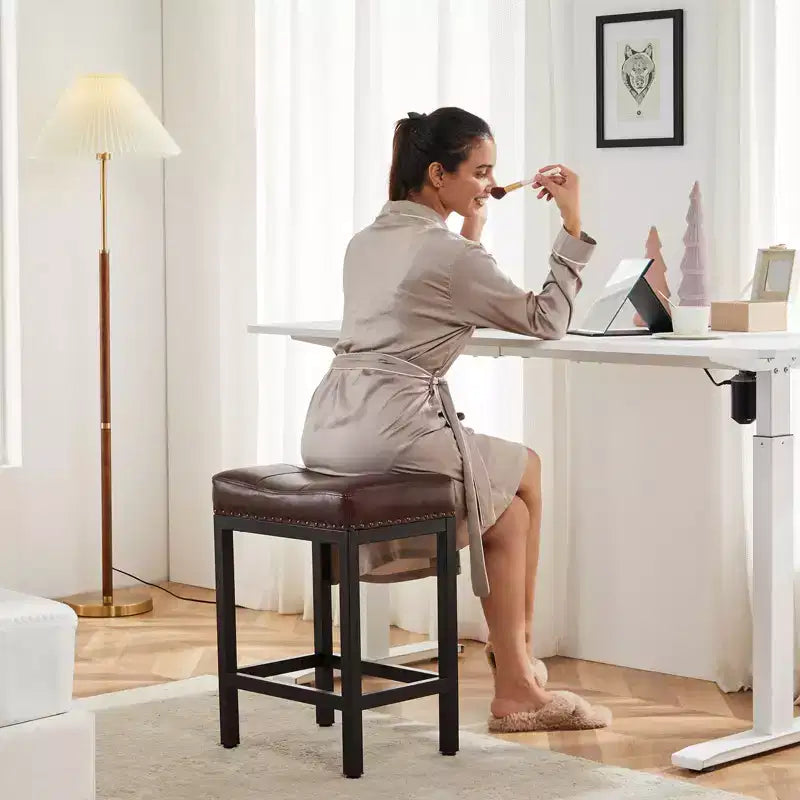 Tabouret de bar haut de gamme en cuir PU (avec repose-pieds) – idéal pour les cuisines, les bars à domicile et les salons