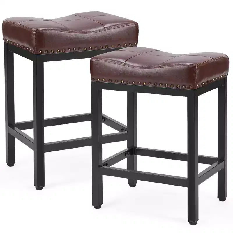 TUYOHW Modern Bar Stools Set of 2,Barstools with Cushioned Seat,PU Leather Counter Height Chairs with Footrest for Kitchen,Home Bar,Living Room