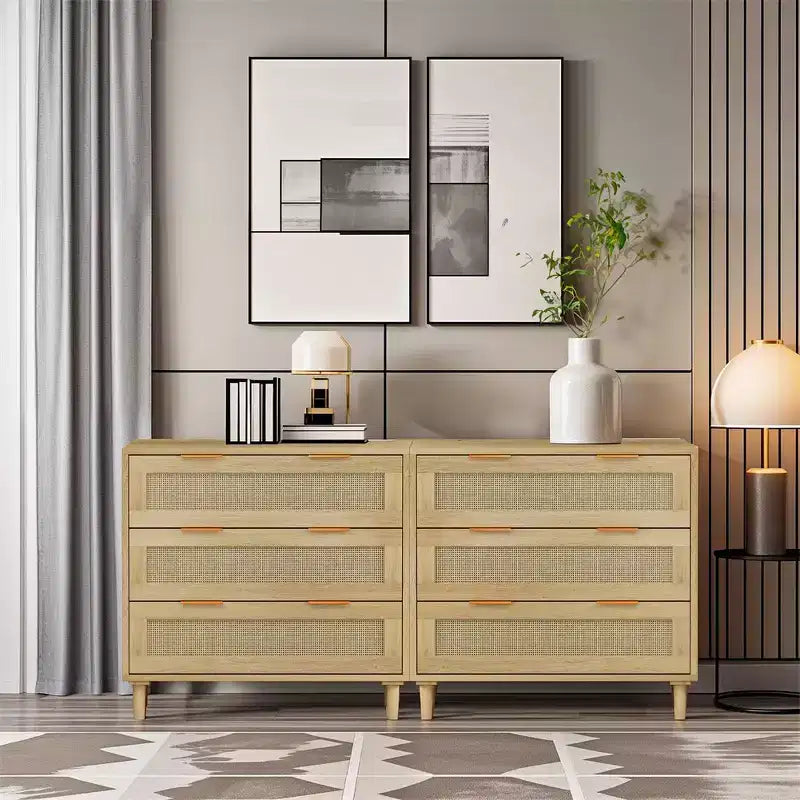 Commode en rotin de style trois étages, idéale pour le rangement et l'organisation dans les chambres et les salons