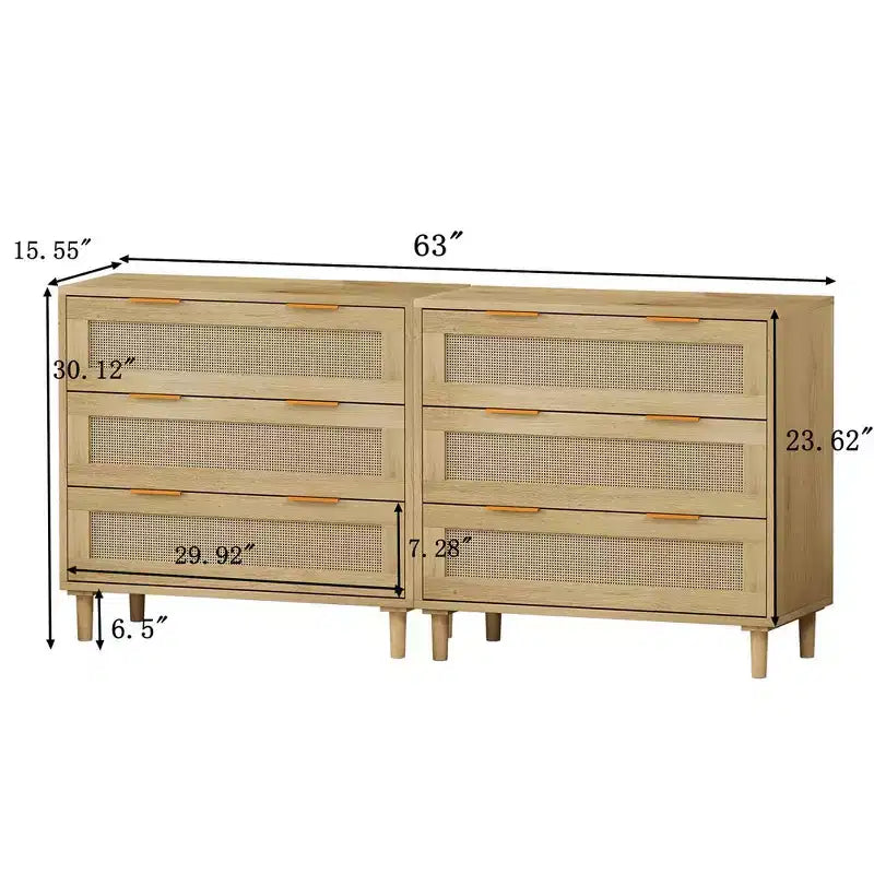 Commode en rotin de style trois étages, idéale pour le rangement et l'organisation dans les chambres et les salons