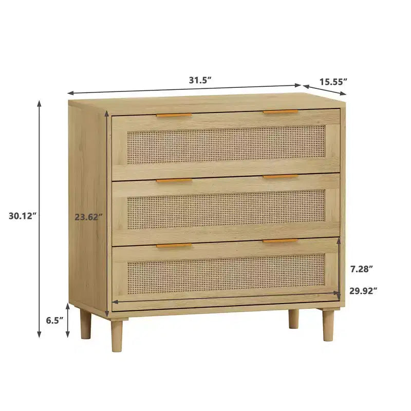 Commode en rotin de style trois étages, idéale pour le rangement et l'organisation dans les chambres et les salons