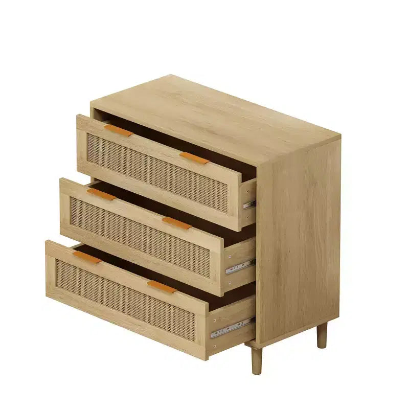 Commode en rotin de style trois étages, idéale pour le rangement et l'organisation dans les chambres et les salons