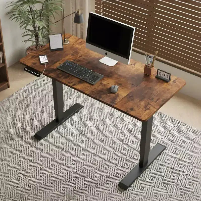 MAYEERTY Electric Standing Desk Height Adjustable Desk for Home and Office Computer Table Modern Luxiury Table 55 Lift-up Desk Brown