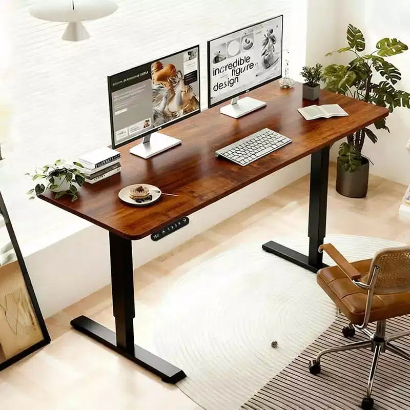 Bureau électrique réglable en hauteur — Bureau d'ordinateur moderne de luxe pour la maison et le bureau (140 cm, marron)
