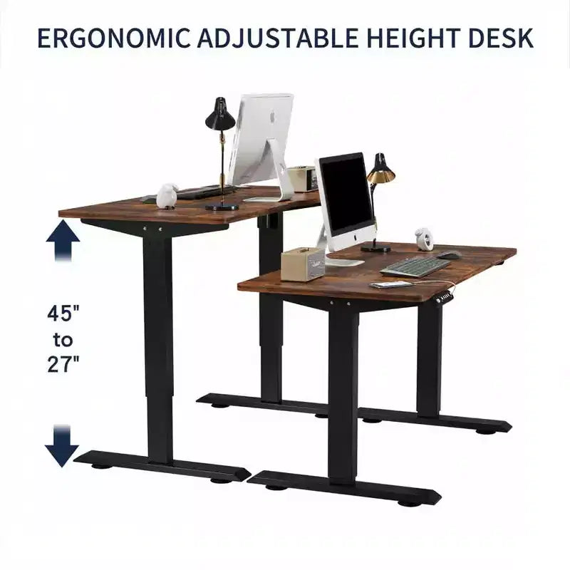Bureau électrique réglable en hauteur — Bureau d'ordinateur moderne de luxe pour la maison et le bureau (140 cm, marron)