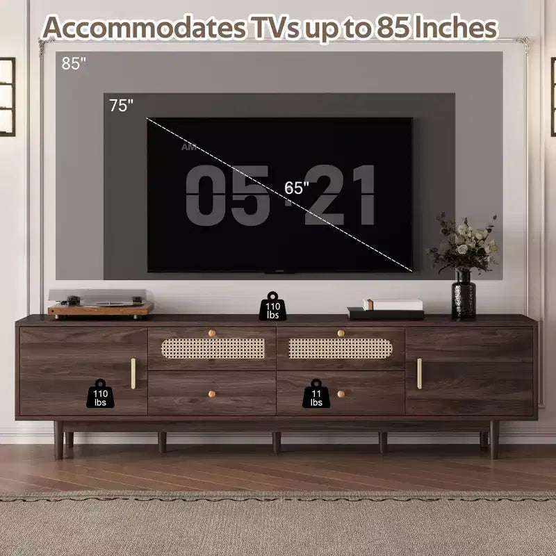 Meuble TV de 76,8 pouces avec tiroirs
