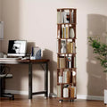 Corner Bookshelf, Wood Book Shelf on Wheels, 360 Rotating Bookshelf, Narrow Bookcase(6 Tier)