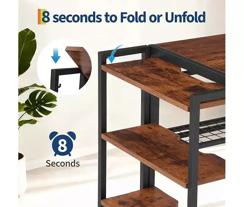 Bureau pliant pour écrire, avec étagère de rangement, gain de place, table robuste, aucun assemblage requis