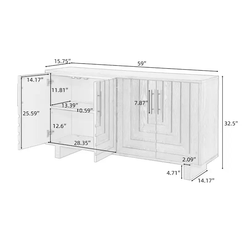 Buffet moderne et élégant – Meuble de rangement à quatre portes