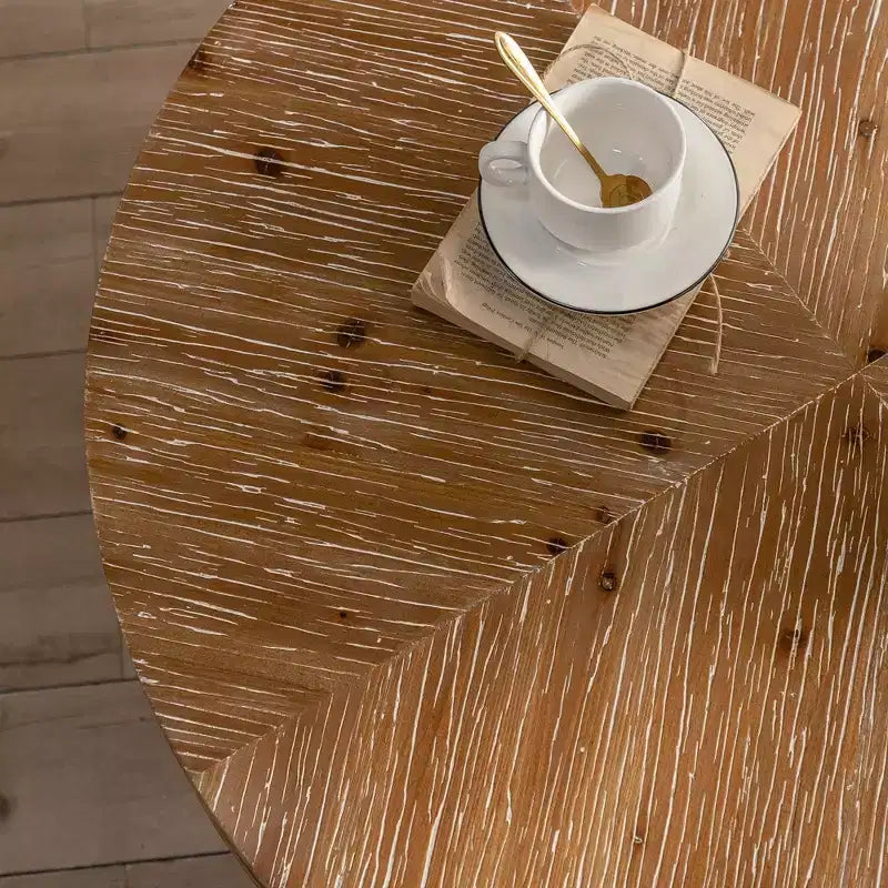 Table Basse Ronde Vintage de 31,29 Pouces – Pieds en Métal Doré