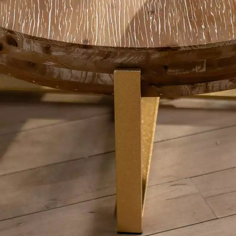 Table Basse Ronde Vintage de 31,29 Pouces – Pieds en Métal Doré