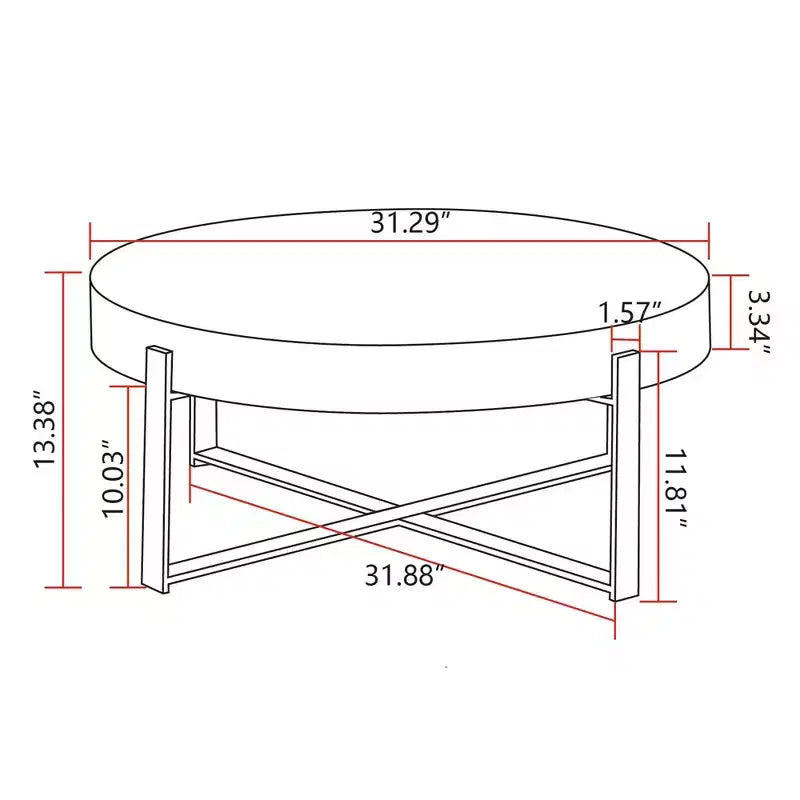 Table Basse Ronde Vintage de 31,29 Pouces – Pieds en Métal Doré