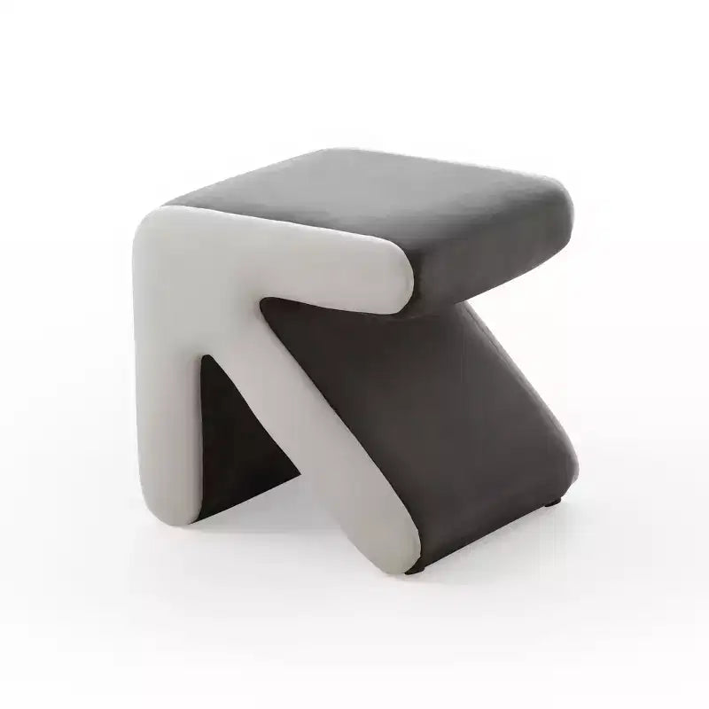 Pouffe moderne en velours rembourré avec un motif de flèche créatif ; peut servir de tabouret de canapé, de tabouret pour enfants ou de repose-pieds