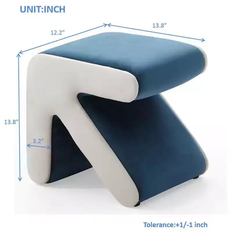 Pouffe moderne en velours rembourré avec un motif de flèche créatif ; peut servir de tabouret de canapé, de tabouret pour enfants ou de repose-pieds