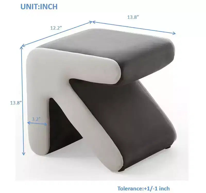 Pouffe moderne en velours rembourré avec un motif de flèche créatif ; peut servir de tabouret de canapé, de tabouret pour enfants ou de repose-pieds