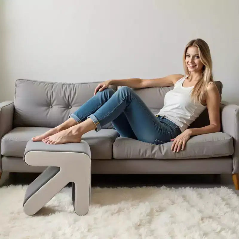 Pouffe moderne en velours rembourré avec un motif de flèche créatif ; peut servir de tabouret de canapé, de tabouret pour enfants ou de repose-pieds