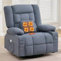 Fauteuil inclinable à bascule avec massage par pétrissage 3D à 4 points, fonctions chauffantes, ainsi que deux porte-gobelets et un port de chargement USB.