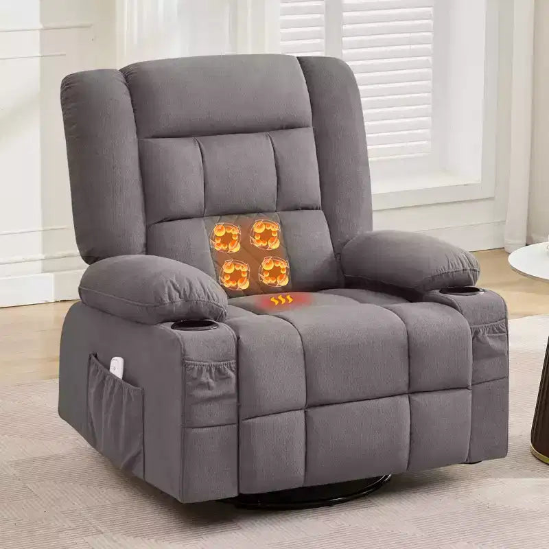 Clihome Kneading Massage Rocker Recliner Chair with 4-Point 3D Kneading Massage and Heat,with Rocking Function and 2 Cup Holders,USB Charge Port