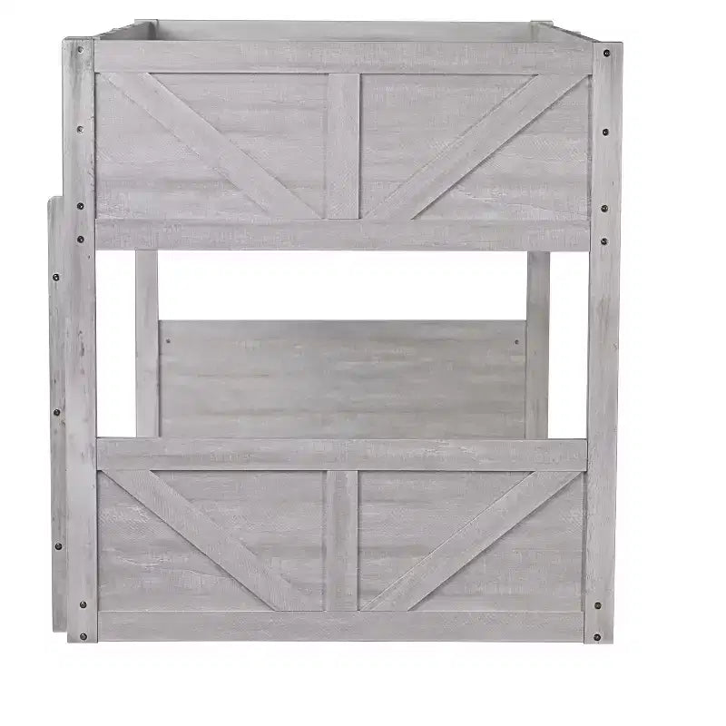 Lit superposé jumeau sur jumeau avec tête et pied de lit à panneaux, cadre de lit en bois d'hévéa avec barrière de sécurité, échelle pour enfants et adolescents