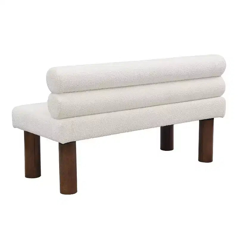 Banc de salle à manger capitonné rembourré avec dossier et pieds en bois – Banc rembourré confortable à deux places pour salles à manger et chambres à coucher