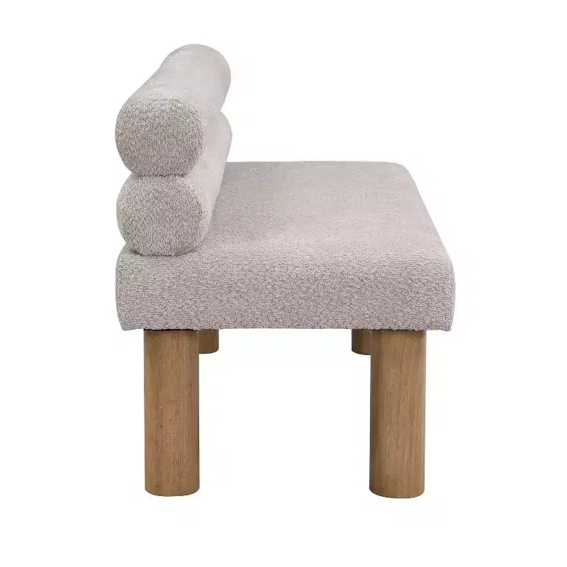 Banc de salle à manger capitonné rembourré avec dossier et pieds en bois – Banc rembourré confortable à deux places pour salles à manger et chambres à coucher