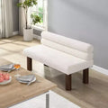 Okak Boucle Thfted Upholstered Dining Bench with Backrest & Wood Legs,Comfort Ottoman Double Seat for Dining Room,Bedroom