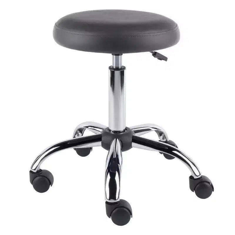 Winsome Clyde Adjustable Cushion Swivel Counter Height Barstool Charcoal/Chrome: Faux Leather, Metal Frame, Task Stool with Casters