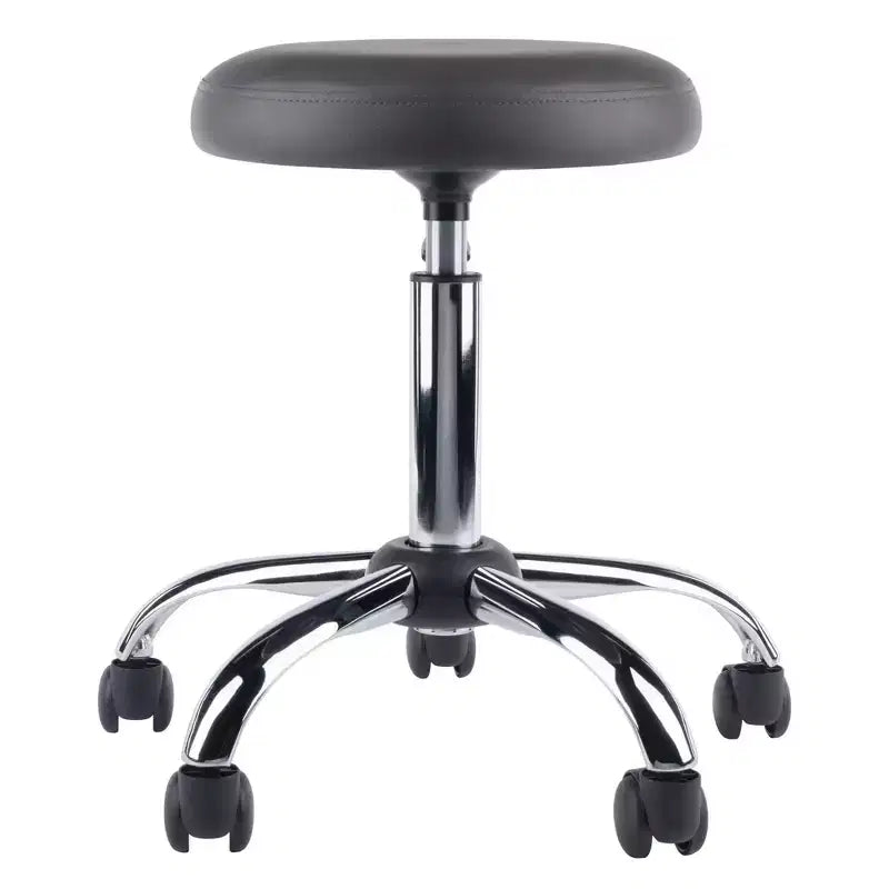 Tabouret de bar réglable pivotant à hauteur de comptoir avec coussin, anthracite/chrome : similicuir, structure métallique, tabouret de travail avec roulettes